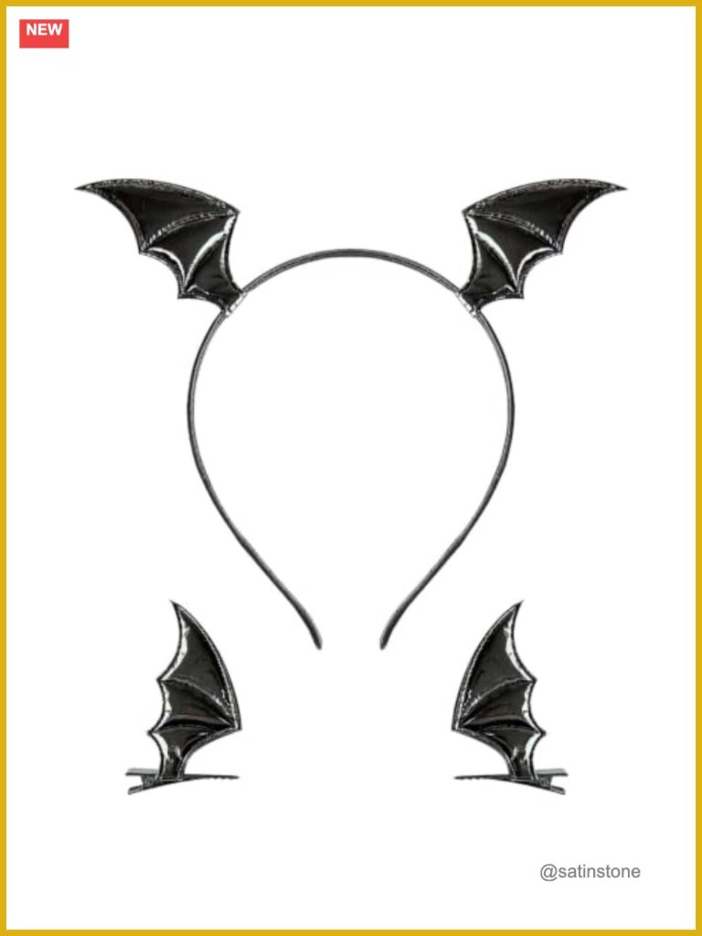 Bat Wings Headband and Hair Clips Set PU Leather Costume Hair Accessories